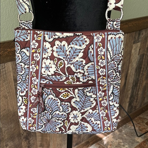 VERA BRADLEY Brown Blue Floral Pattern Crossbody Bag - Picture 2 of 11